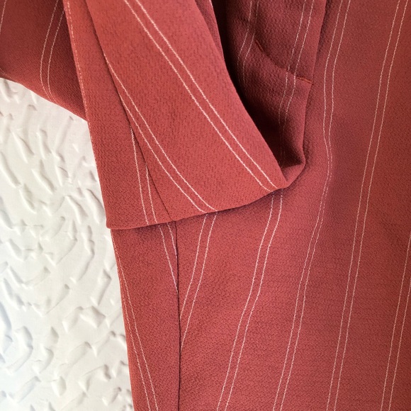 Aritzia Wilfred Red Tie-Front Pant Pinstripe High-waisted Dress Trouser Pant - Picture 8 of 14